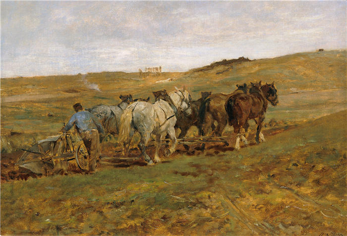 奥托·冯·索伦（Otto von Thoren，匈牙利画家）作品-《耕农》