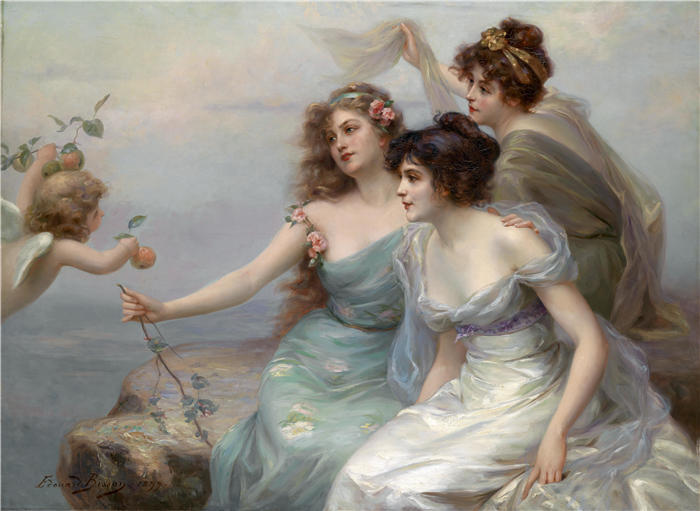 爱德华·比松（Edouard Bisson，法国画家）作品-Die drei Grazien (1899)