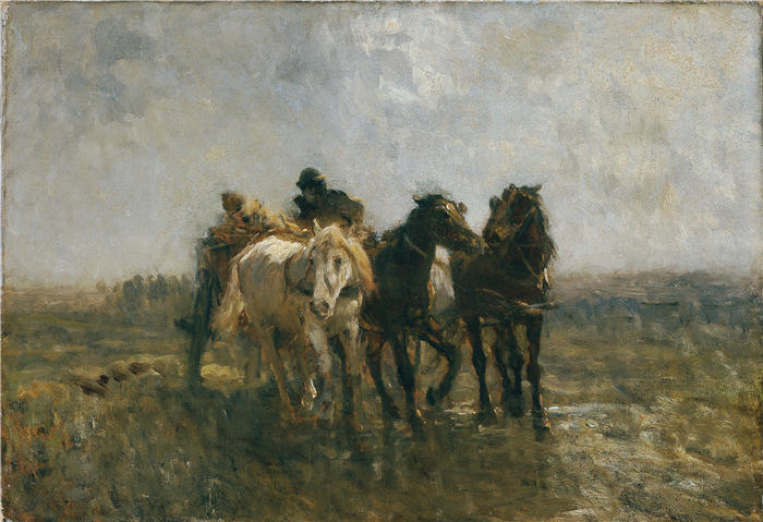 奥托·冯·索伦(Otto von Thoren,匈牙利画家)作品-《匈牙利马车(1875-1880)》