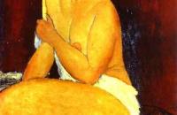 前1000幅世界名画-阿米迪奥·莫迪利亚尼(Amedeo Modigliani)-“坐在沙发上的裸体”