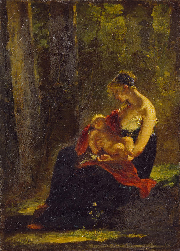 皮埃尔-保罗·普鲁东(Pierre-Paul Prud,法国画家)高清作品-《快乐的母亲(约 1810 年)》