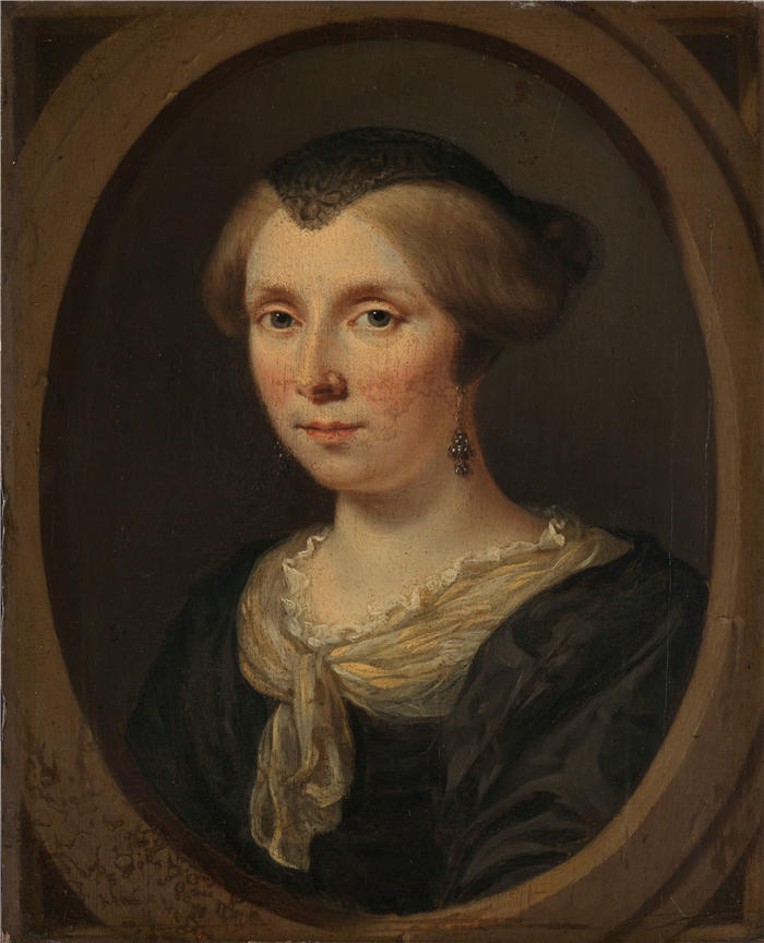 扬·维尔科列（Jan Verkolje，荷兰画家）高清作品-《Reinier Couturier 的妻子 Margaretha Verkolje 的肖像（1682 年）》