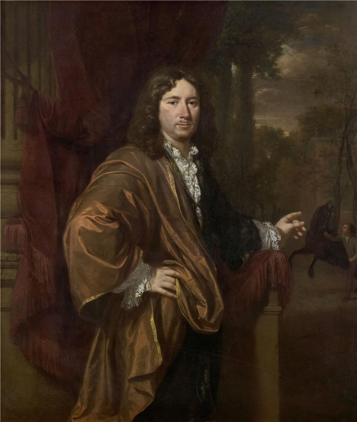 扬·维尔科列（Jan Verkolje，荷兰画家）高清作品-《一个男人的肖像（1685）》