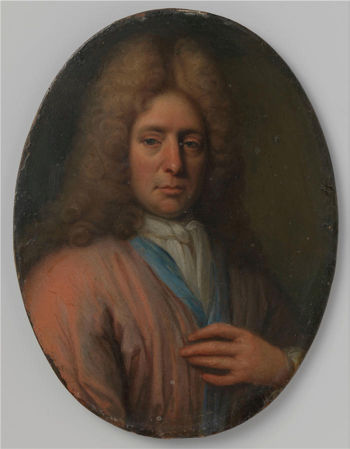 扬·维尔科列（Jan Verkolje，荷兰画家）高清作品-《一个男人的肖像，也许是自画像 (1670 - 1693)》