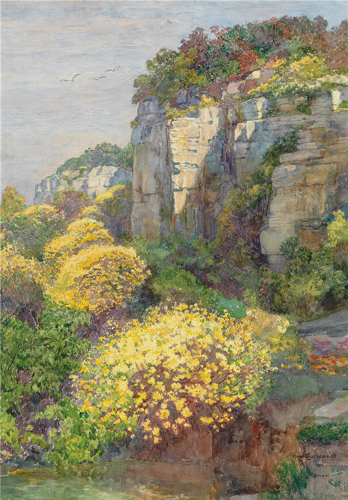 雨果·查尔蒙(Hugo Charlemont,奥地利画家)高清作品-《开花的布里奥尼岛(1912 年)》