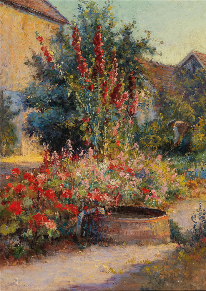 雨果·查尔蒙（Hugo Charlemont，奥地利画家）高清作品-《布里奥尼的花园》
