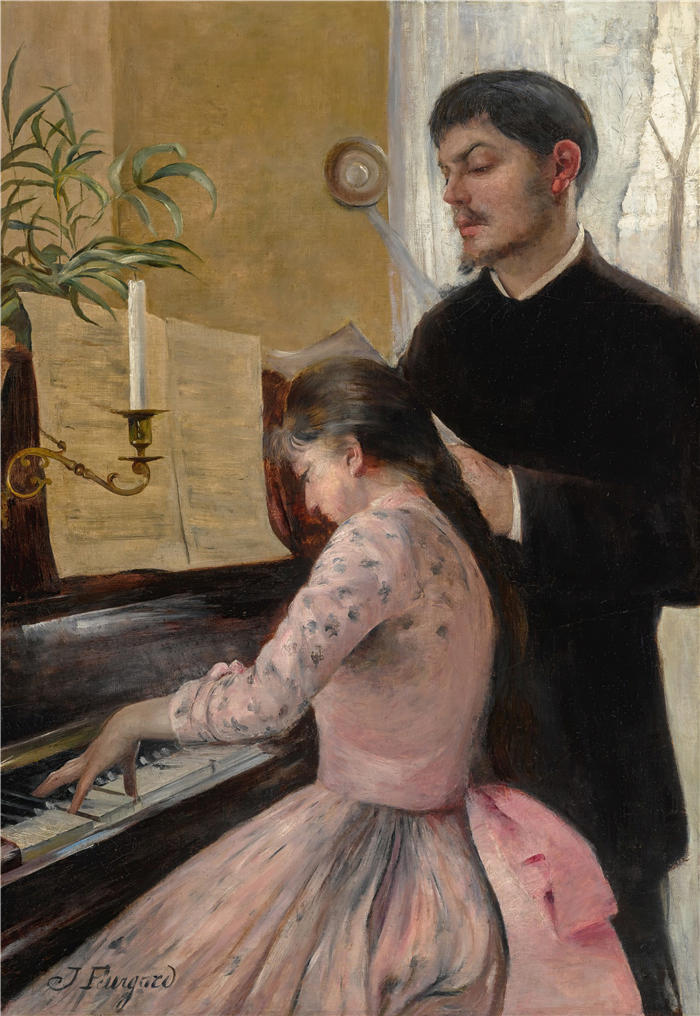 朱莉·德兰斯-弗尔加德（Julie Delance-Feurgard，法国，1859-1892 年）作品-钢琴课