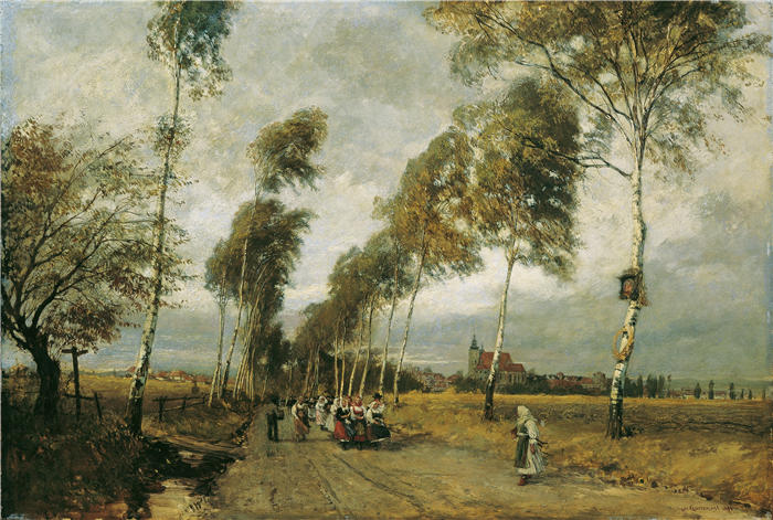 雨果·查尔蒙（Hugo Charlemont，奥地利画家）高清作品-《伯克纳利乡村公路（1893年）》