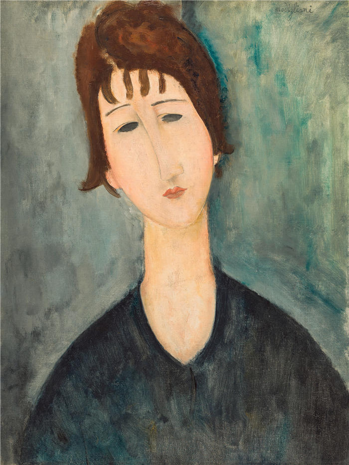 阿米迪奥·莫迪利亚尼（Amedeo Modigliani，意大利画家）高清作品-《一个女人（1917-1920）》