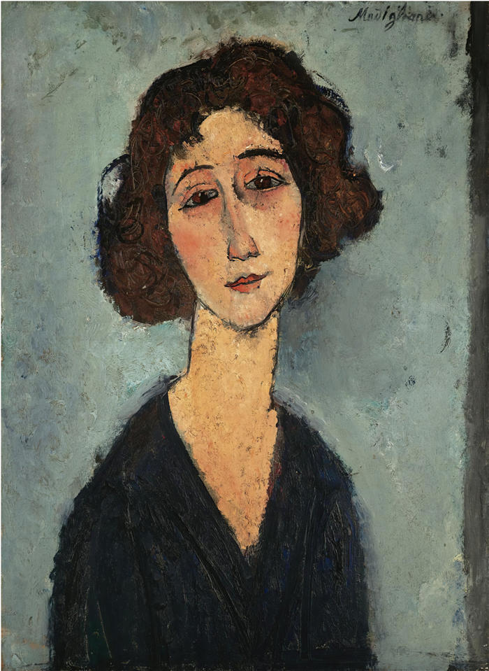 阿米迪奥·莫迪利亚尼（Amedeo Modigliani，意大利画家）高清作品-《少女时代》