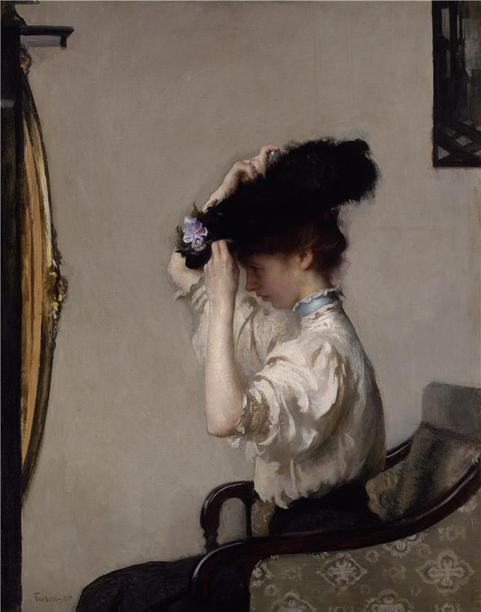 埃德蒙·查尔斯·塔贝尔（Edmund Charles Tarbell，美国画家）高清作品-《准备(1907)》