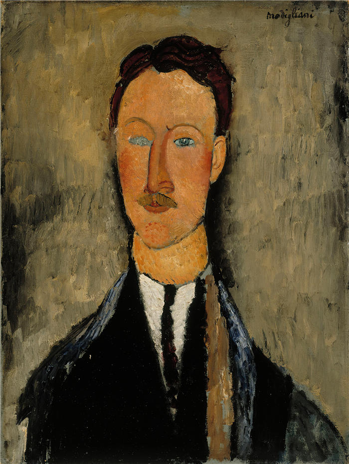 阿米迪奥·莫迪利亚尼（Amedeo Modigliani，意大利画家）高清作品-《艺术家 Léopold Survage 的肖像（1918 年）》