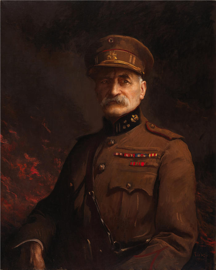 埃德蒙·查尔斯·塔贝尔(Edmund Charles Tarbell,美国画家)高清作品-《Georges Leman 将军,列日要塞镇指挥官(1919-1920)》