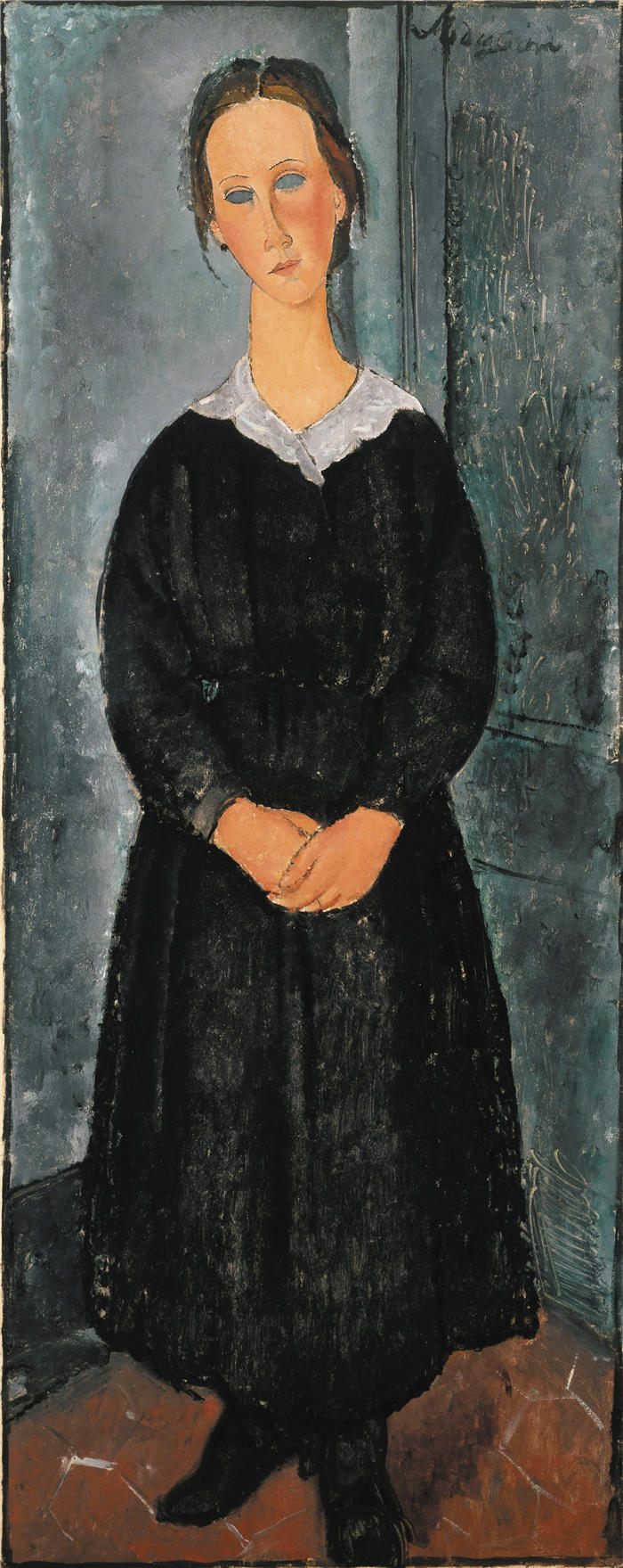 阿米迪奥·莫迪利亚尼（Amedeo Modigliani，意大利画家）高清作品-《La Jeune bonne（女仆）（约 1918 年）》