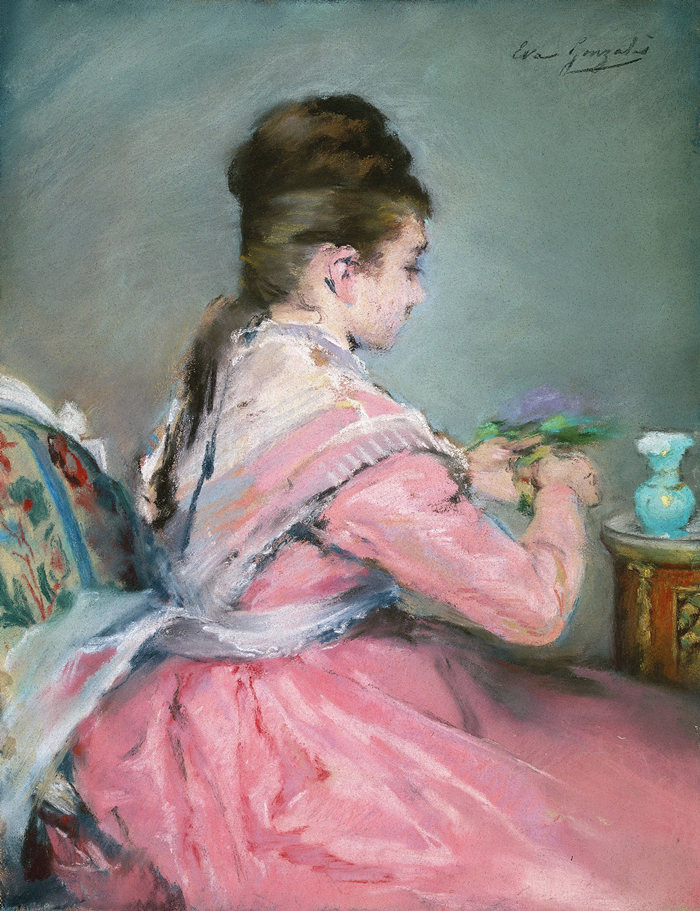 伊娃·冈萨雷斯（Eva Gonzalès，法国画家）高清作品-《紫罗兰花束（约 1877-78 年）》