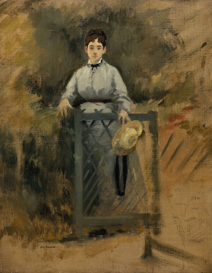 伊娃·冈萨雷斯（Eva Gonzalès，法国画家）高清作品-《女仆或栅栏（1865-1870）》
