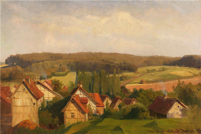卡尔·劳普（Karl Raupp，德国画家）高清下载-《黑森州的 Blick auf Willingshausen (1867-1869)》