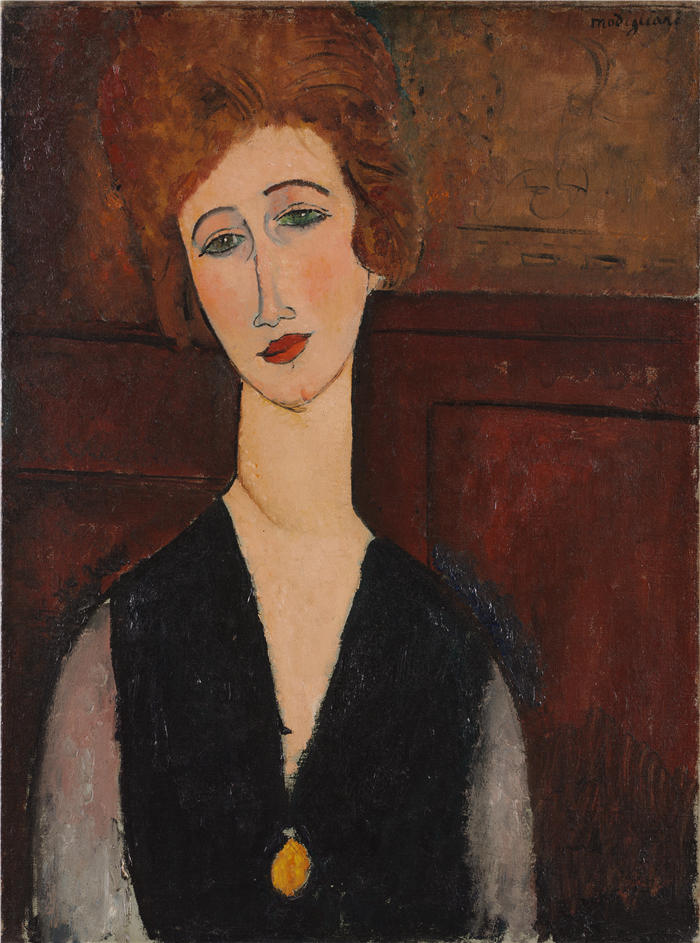 阿米迪奥·莫迪利亚尼（Amedeo Modigliani，意大利画家）高清作品-《女人的肖像（c. 1917-1918）》