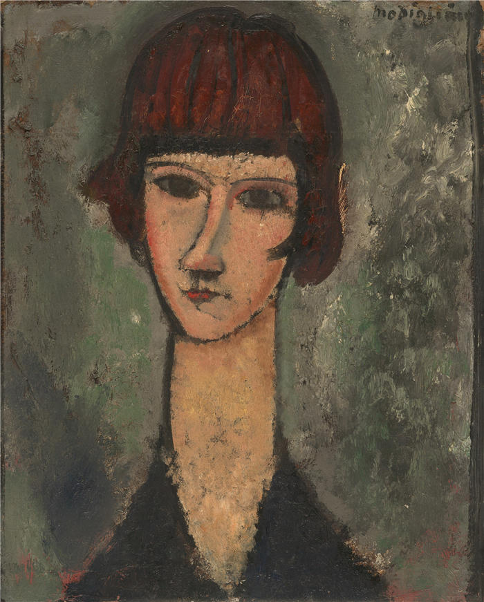阿米迪奥·莫迪利亚尼（Amedeo Modigliani，意大利画家）高清作品-《女人的肖像（约 1917 年）》