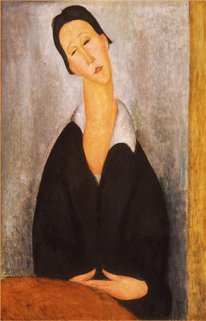 阿米迪奥·莫迪利亚尼（Amedeo Modigliani，意大利画家）高清作品-《一个波兰女人的肖像》