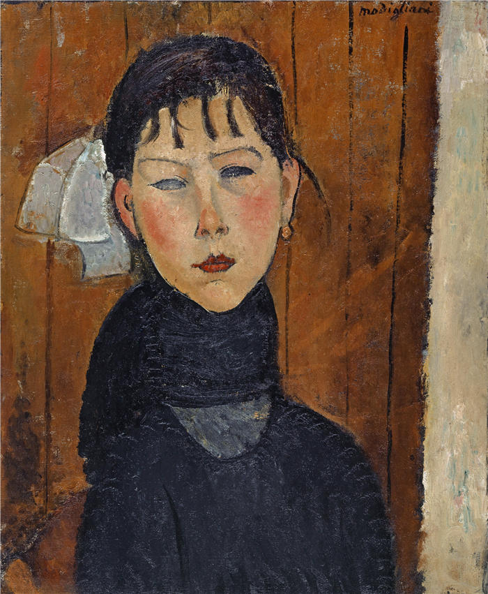 阿米迪奥·莫迪利亚尼（Amedeo Modigliani，意大利画家）高清作品-《玛丽（玛丽，人民的女儿）（1918 年）》