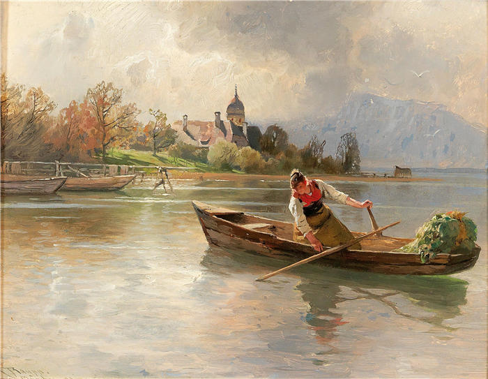 卡尔·劳普（Karl Raupp，德国画家）高清下载-《基姆湖风景》