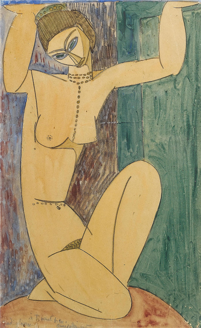 阿米迪奥·莫迪利亚尼（Amedeo Modigliani，意大利画家）高清作品-《卡里亚肽》