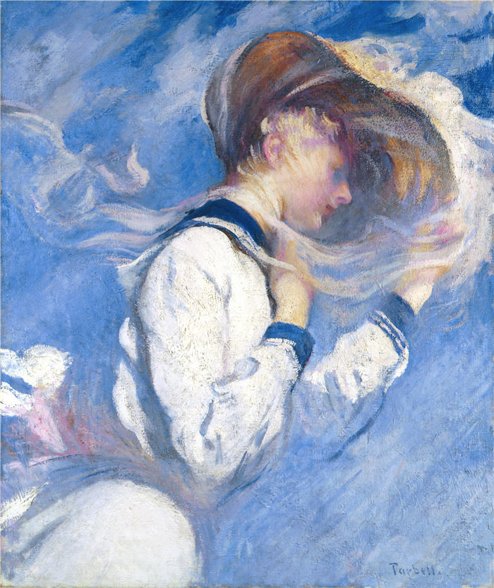 埃德蒙·查尔斯·塔贝尔（Edmund Charles Tarbell，美国画家）高清作品-《夏风 (1904)》