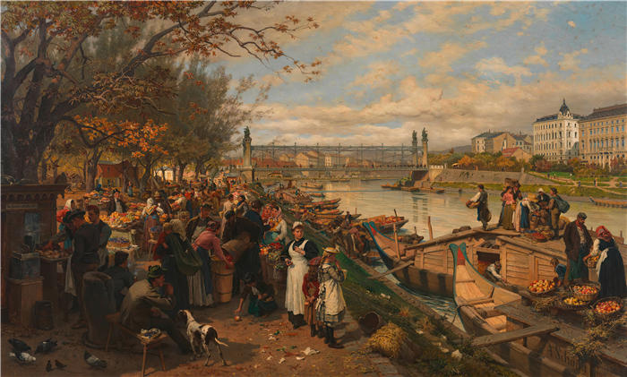 阿洛伊斯·舍恩 (Alois Schönn,奥地利画家)高清作品-《 水果市场(1895年)》