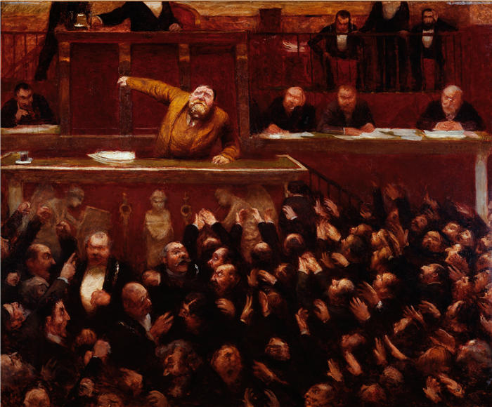 让·韦伯（Jean Veber，法国画家）高清作品-《在众议院讲台上（1903年）》