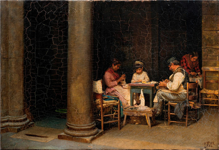 克里斯蒂安·扎尔特曼（Kristian Zahrtmann，丹麦画家）高清作品-《Palazzetto Farnese 的农场（1883 年）》