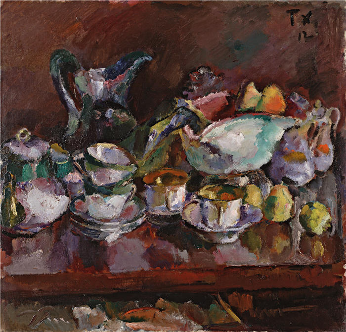 安东·法斯托尔（Anton Faistauer）-静物与咖啡杯（1912）