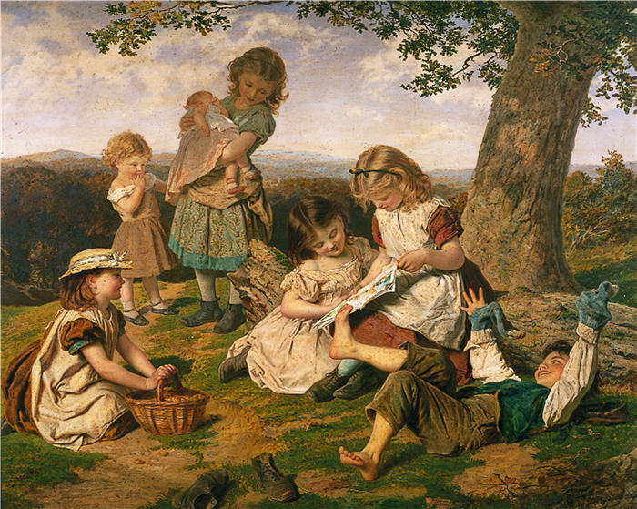 索菲·安德森（Sophie Anderson，英国画家）高清作品-《儿童故事书 (1890)》