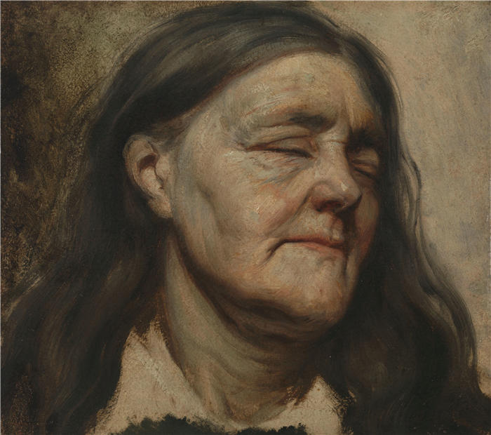 马蒂亚斯·马里斯（Matthias Maris，荷兰画家）高清作品-《一位老妇人（c. 1856 - c. 1857）》