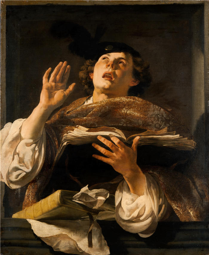 亨德里克·特·布鲁根（Hendrick ter Brugghen，荷兰画家）高清作品-《歌手（1620年代）》