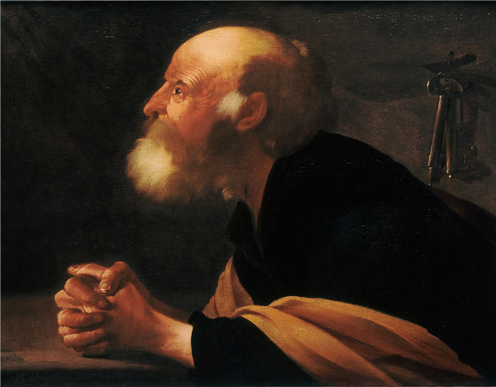 亨德里克·特·布鲁根(Hendrick ter Brugghen,荷兰画家)高清作品-《悔改的彼得 (1616)》