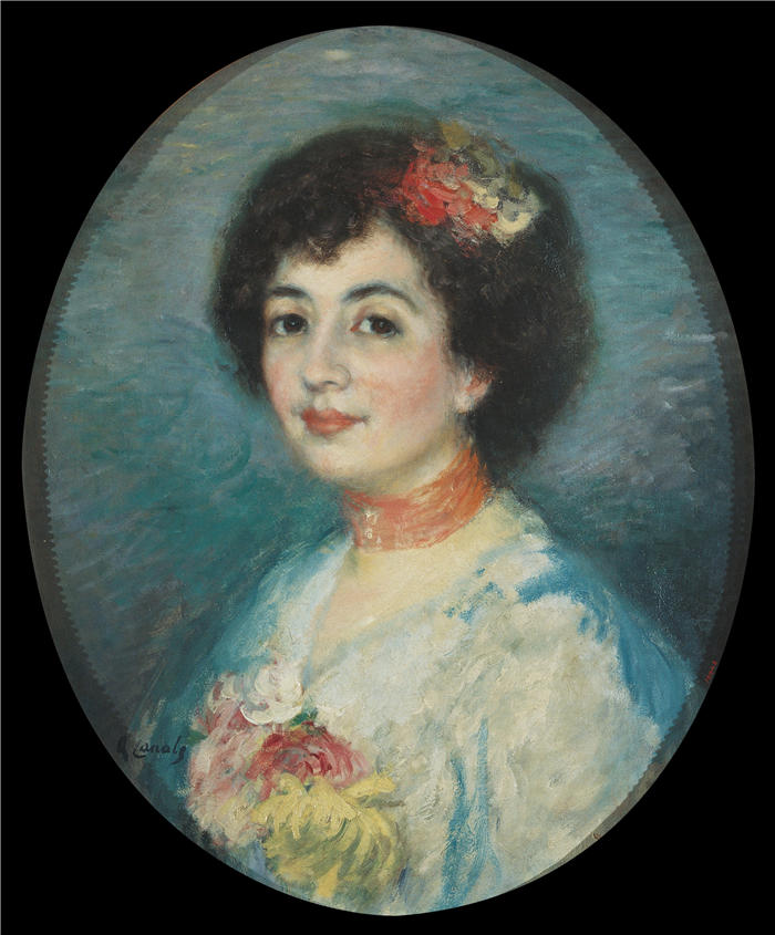 Ricard Canals i Llambí(西班牙画家)高清作品-《艺术家的嫂子阿穆鲁夫人的肖像(约 1903 年)》