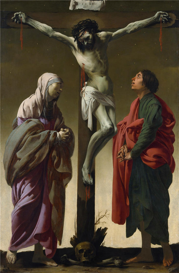 亨德里克·特·布鲁根（Hendrick ter Brugghen，荷兰画家）高清作品-《与圣母和圣约翰受难（约 1624-25 年）》