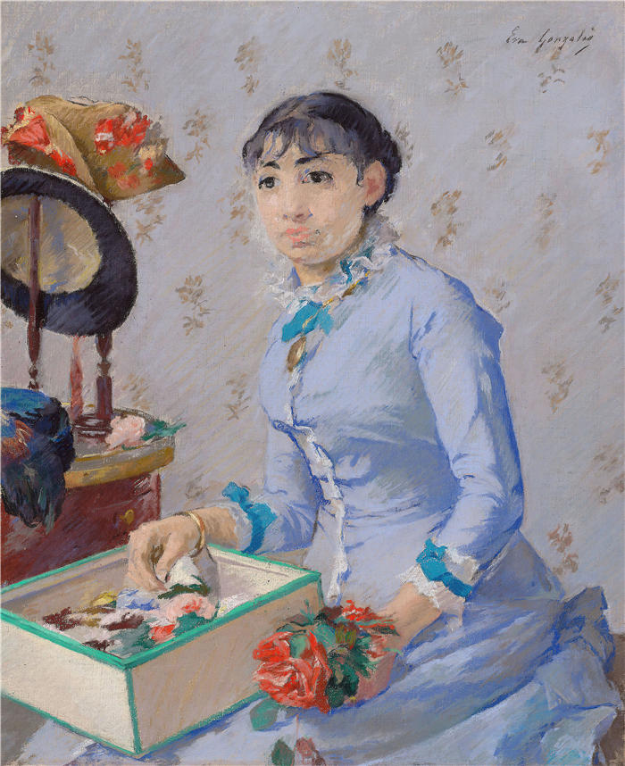 伊娃·冈萨雷斯(Eva Gonzalès,法国画家)高清作品-《女帽匠 (1872–1882)》