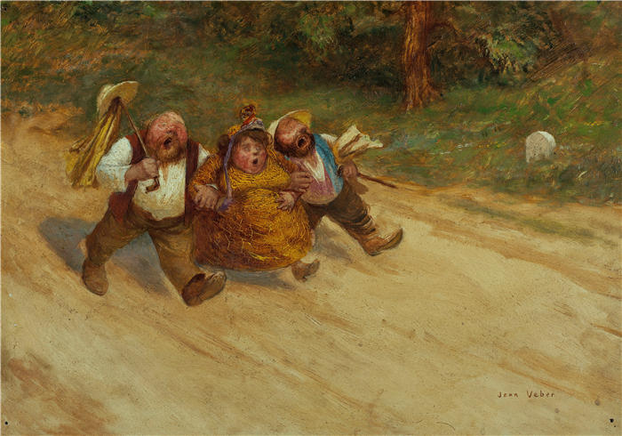 让·韦伯（Jean Veber，法国画家）高清作品-《三个好朋友（1902）》