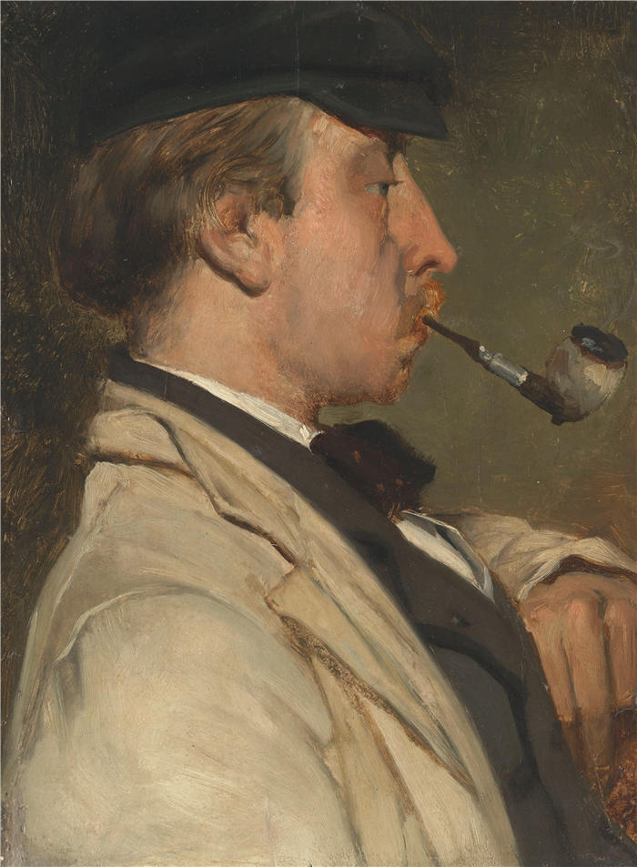 马蒂亚斯·马里斯（Matthias Maris，荷兰画家）高清作品-《路德维希·卡西米尔 ('Louis') Sierig (1834-1919) 的肖像，画家 (1858)》
