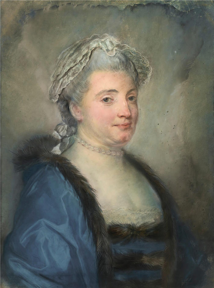 让-巴蒂斯特·佩罗诺(Jean-Baptiste Perronneau,法国画家)高清作品-《一位女士的肖像》