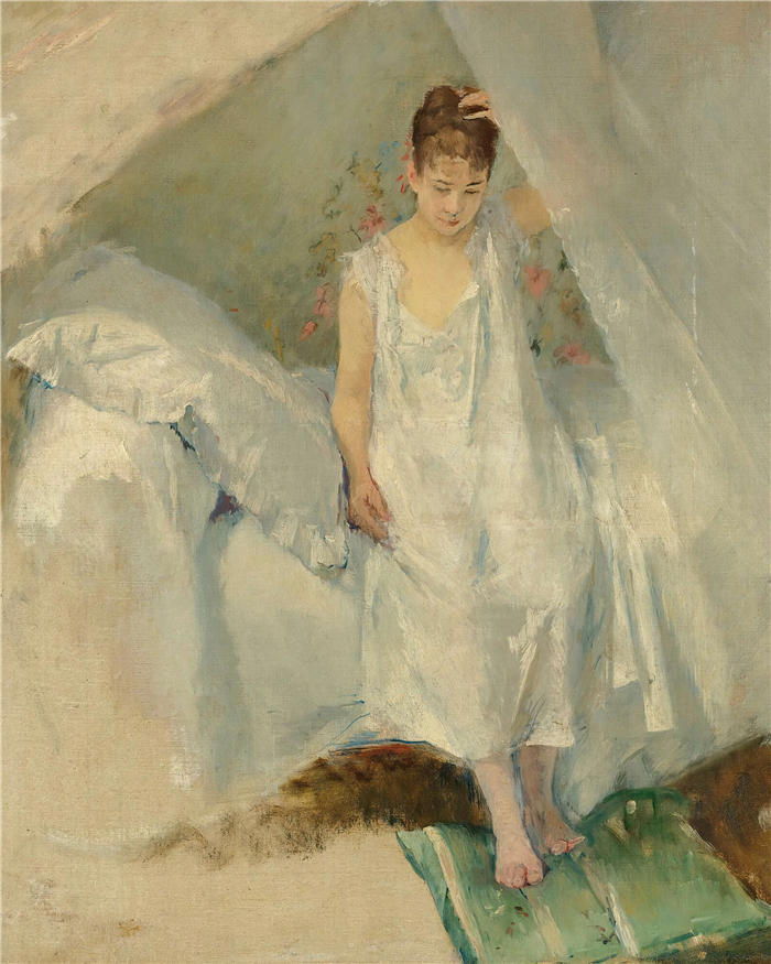 伊娃·冈萨雷斯(Eva Gonzalès,法国画家)高清作品-《L'alcôve(约 1875-78 年)》