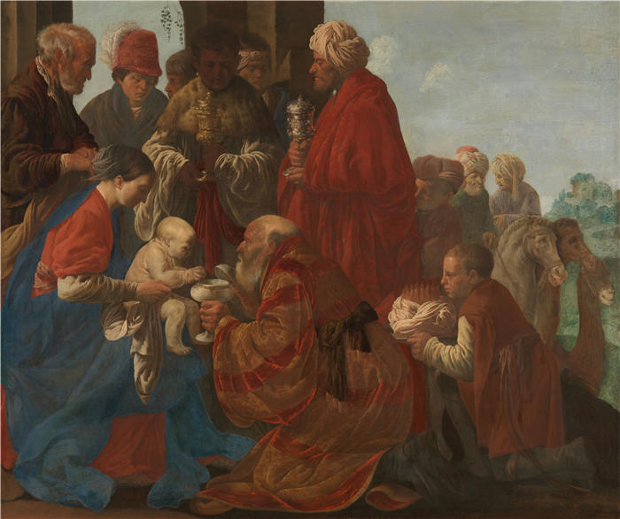 亨德里克·特·布鲁根(Hendrick ter Brugghen,荷兰画家)高清作品-《国王的崇拜(1619)》