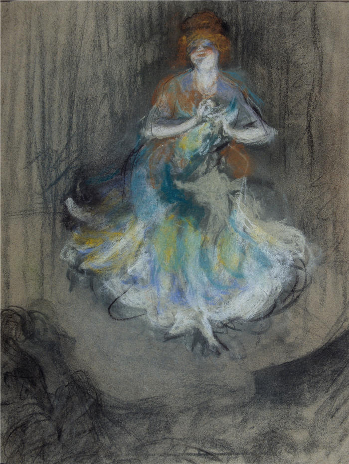 Ricard Canals i Llambí(西班牙画家)高清作品-《音乐厅歌手(1897-1899)》