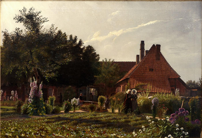 克里斯蒂安·扎尔特曼（Kristian Zahrtmann，丹麦画家）高清作品-《祖母的花园（1869 年）》