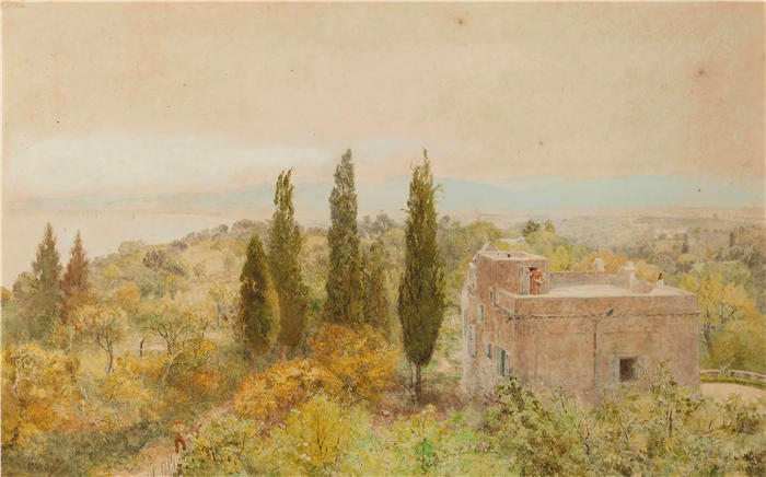 约翰·威廉·诺斯(John William North,英国画家)作品-Maison De Campagne,阿尔及尔(1875 年)