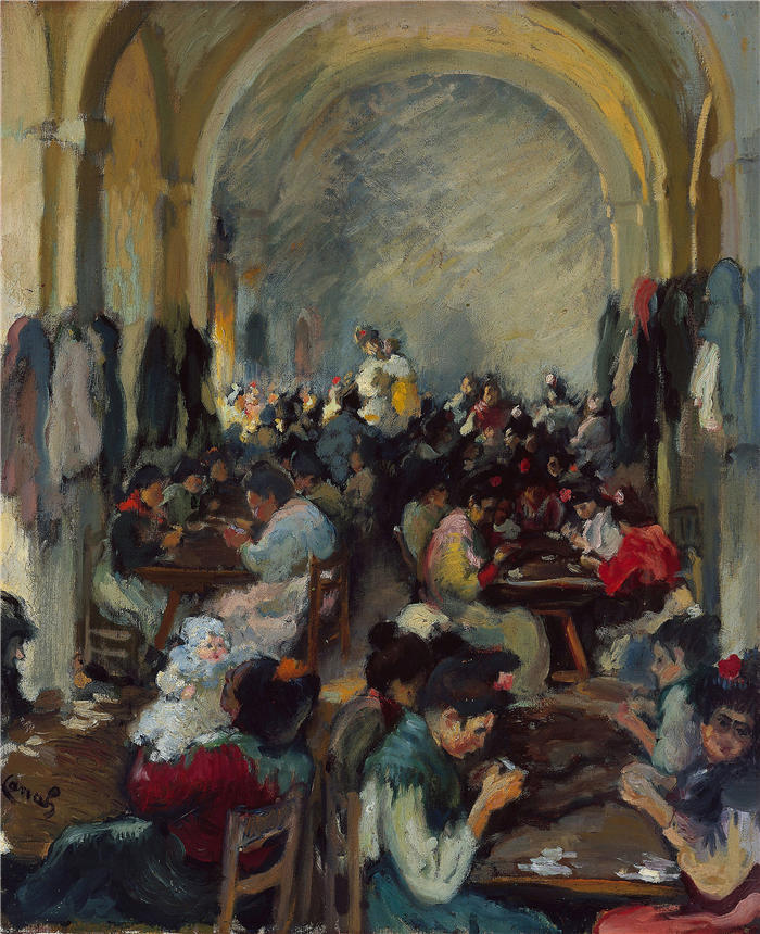 Ricard Canals i Llambí(西班牙画家)高清作品-《塞维利亚雪茄制作 (1899)》