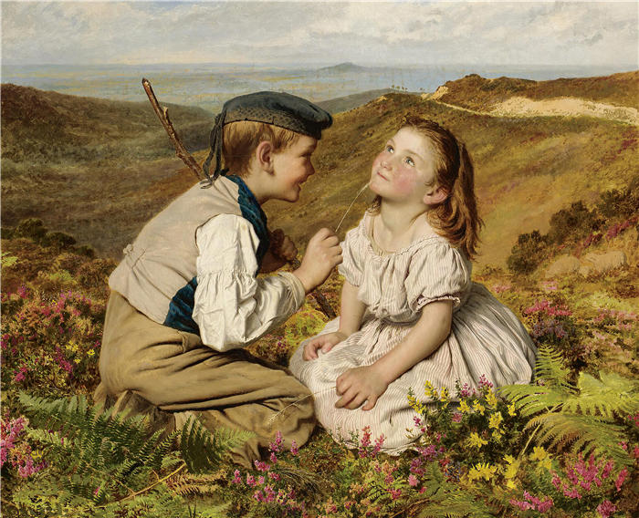 索菲·安德森（Sophie Anderson，英国画家）高清作品-《触手可及，笑或不笑（1857）》