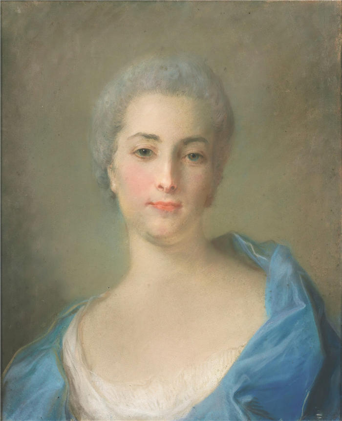 让-巴蒂斯特·佩罗诺(Jean-Baptiste Perronneau,法国画家)高清作品-《一位年轻女士的肖像》